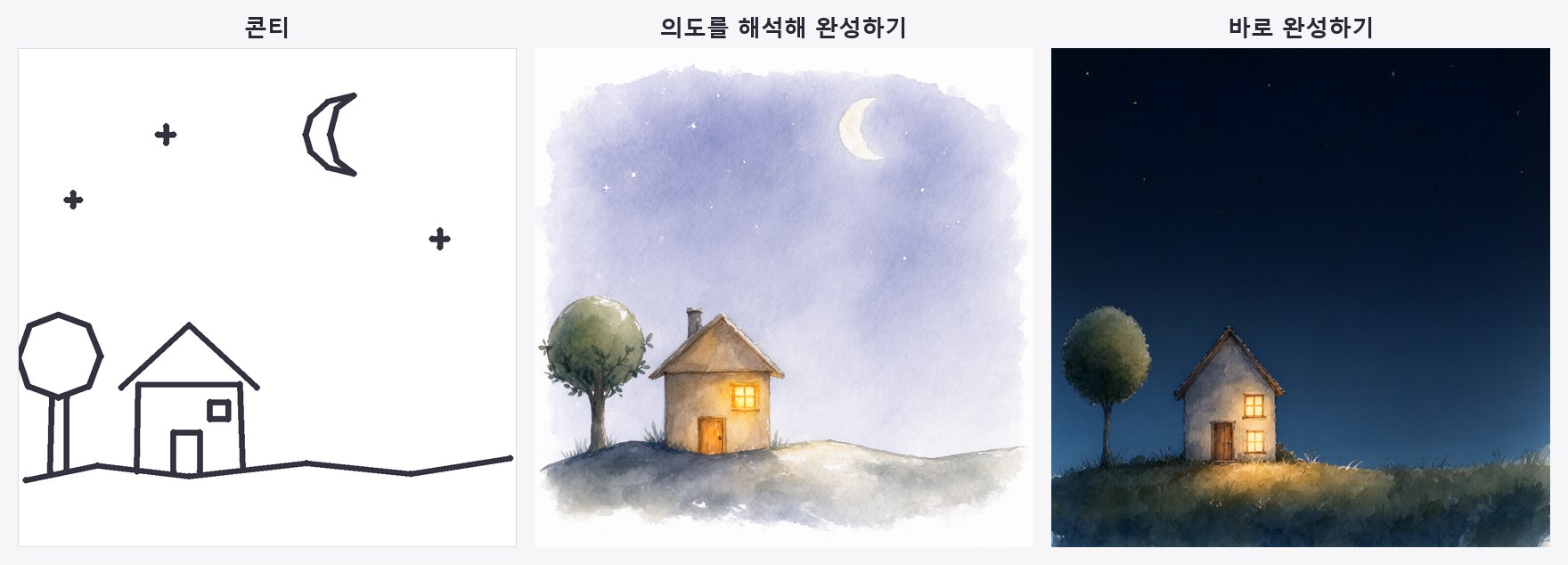 같은 콘티를 두 방식으로 완성한 비교