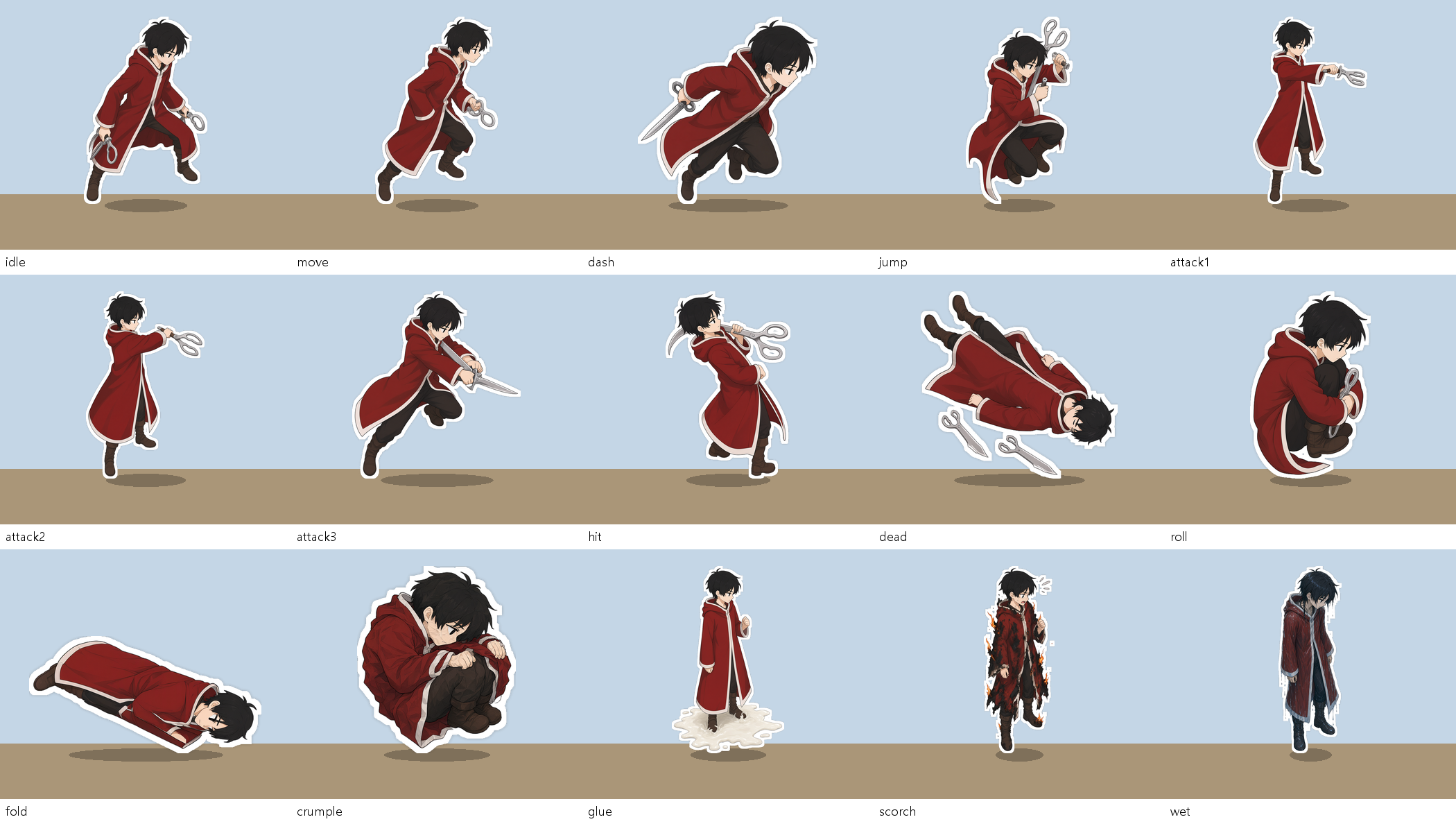양날 가위 그림 한 벌